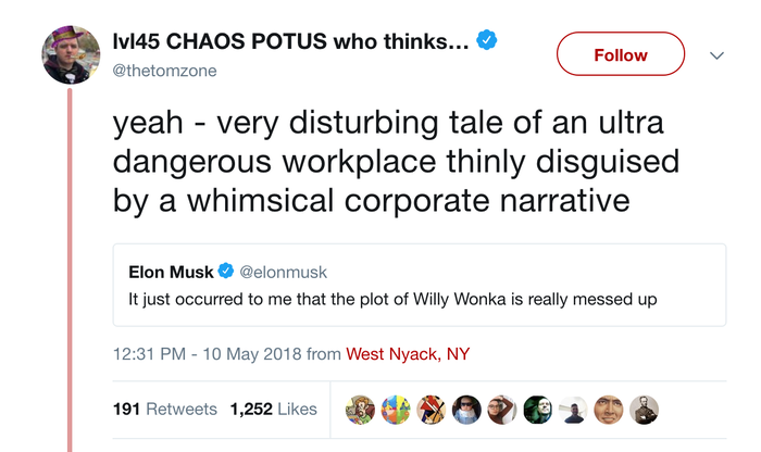 Someone clowning on Musk on Twitter.