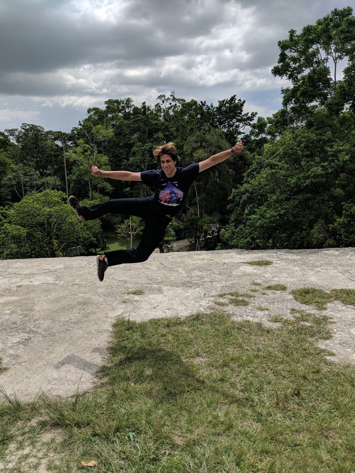 Jumping at Tikal. Click for full size.