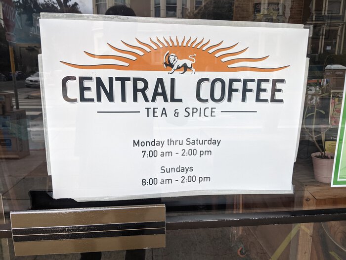 Coffee shop sign with hours that never go later than 3:00 PM.